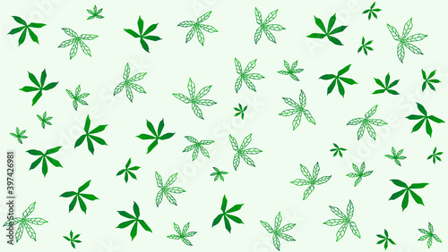 white background with green leaves