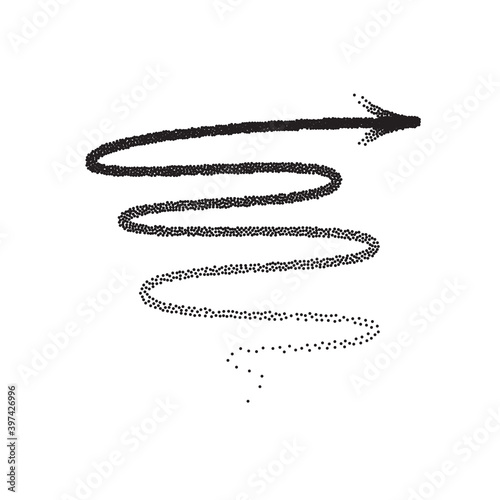 Handdrawn stipple arrow vector in sketch style isolated on white background. Arrows pencil vector illustration.