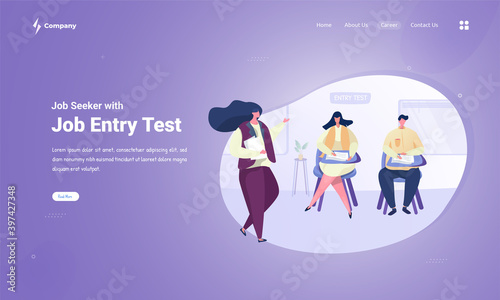 Job entry test to get a new job on illustration for human resources on landing page concept