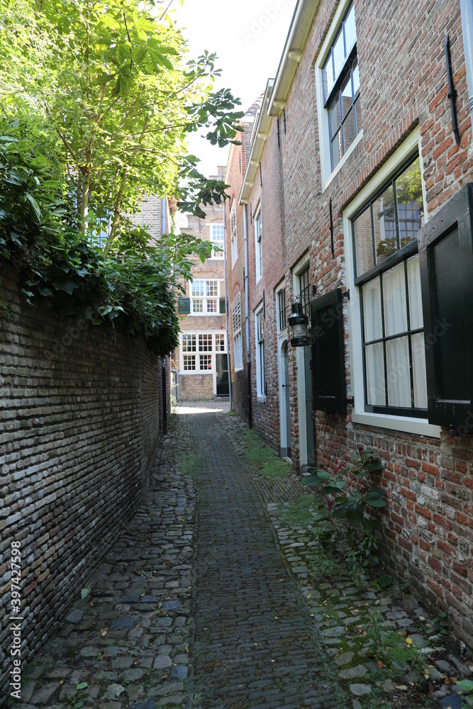 Narrow street in Middelburg, Netherlands