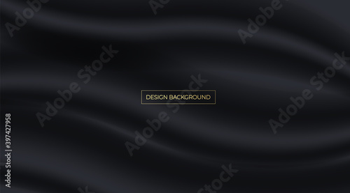 Abstract black background. Luxury wavy background vector design. Dark silk pattern. Vector illustration.