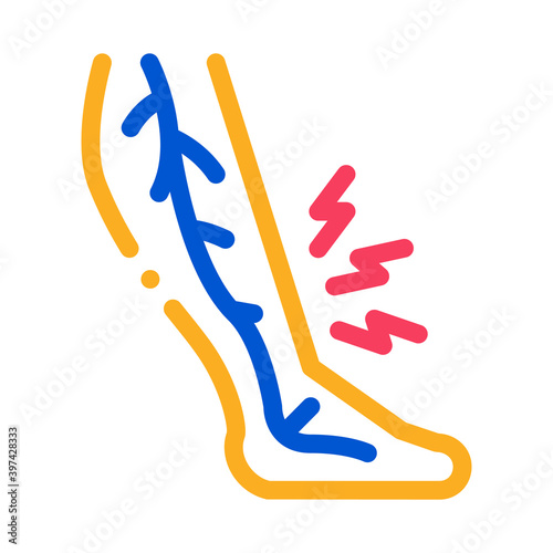leg pain varicose disease color icon vector. leg pain varicose disease sign. isolated symbol illustration