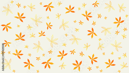 white background with orange leaves 