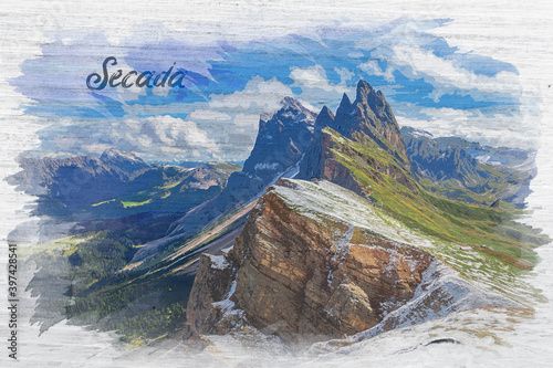Seceda in Dolomites mountai...