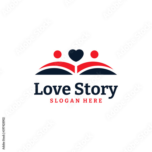 Story Book Logo Design Template. Couple logo. Vector illustration