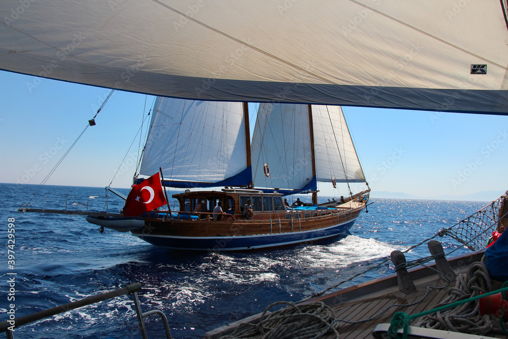 Fototapeta premium Blue cruise along the coast of Turkey and Greece