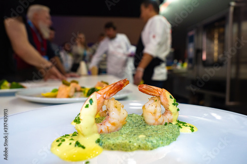 Shrimp on a white plate on ...