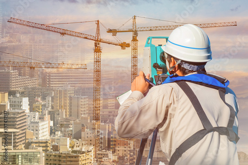 Surveyor at work. A man in ...