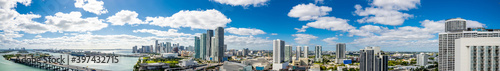 Aerial landscape panorama Miami Beach Downtown cityscape skyline