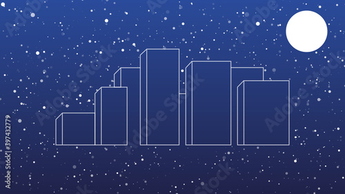 
Snowfall in the city at night. Winter in the city. Snowfall.