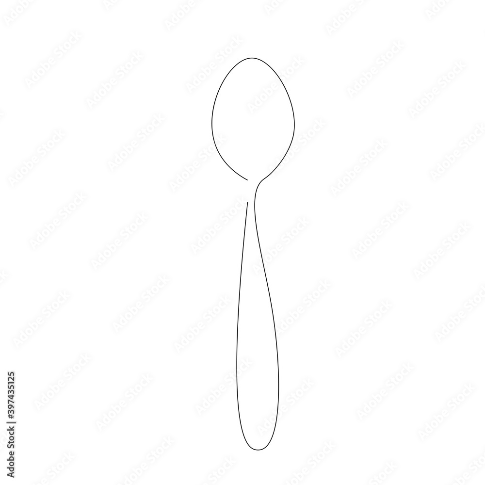 Spoon silhouette line drawing, vector illustration Spoon silhouette line drawing, vector illustration