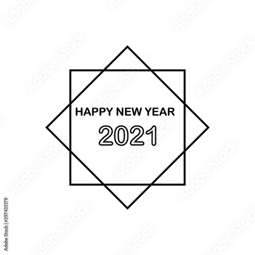 Happy New Year 2021 Text design Vector illustration