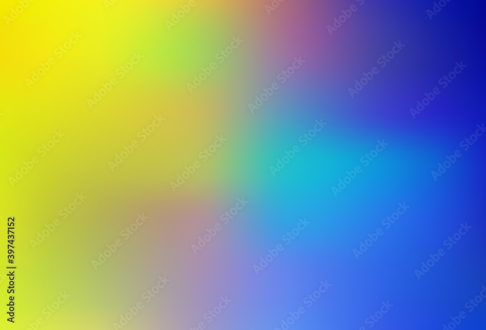 Light Blue, Yellow vector blurred shine abstract background.