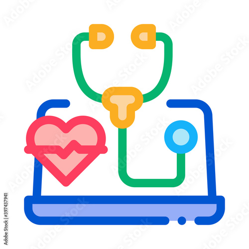 patient online diagnostic color icon vector. patient online diagnostic sign. isolated symbol illustration