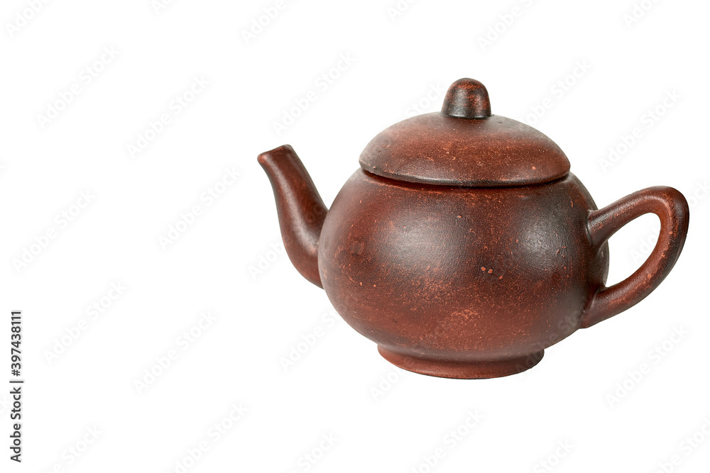 Chinese clay teapot isolated over the white background Chinese clay teapot isolated over the white background