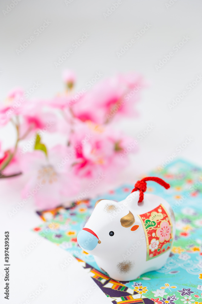 丑年の正月素材 丑年の正月素材