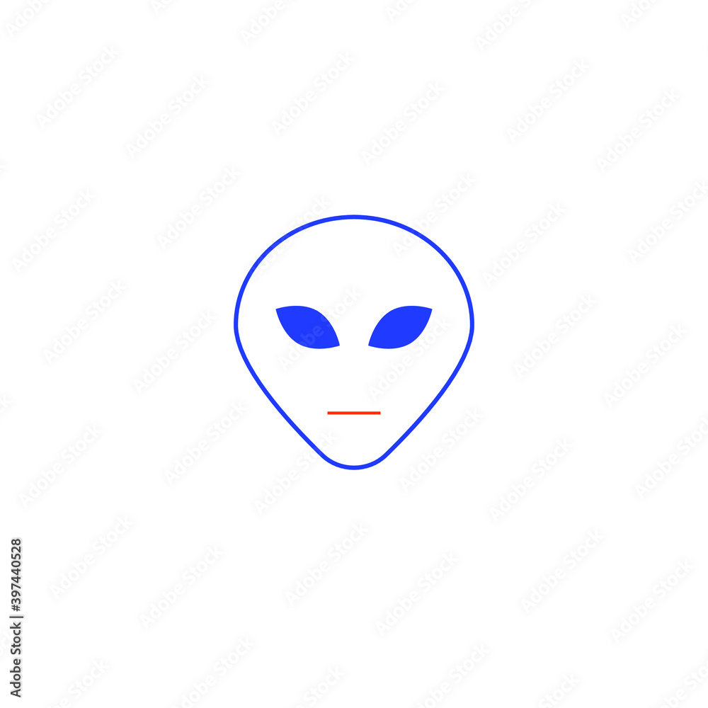 blue alien icon on a white background, vector illustration