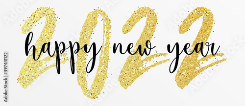 2022 - happy new year 2022 gold glitter