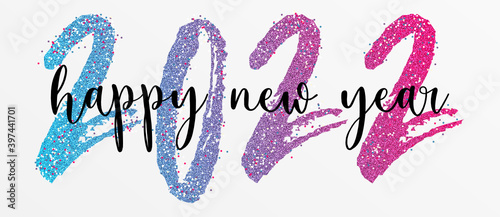 2022 - happy new year 2022 gold glitter