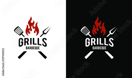 Tableau sur toile Barbecue logo design