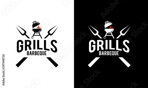Barbecue logo design. Food or grill template. Vector illustration concept