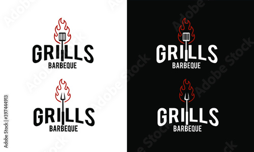 Barbecue logo design. Food or grill template. Vector illustration concept