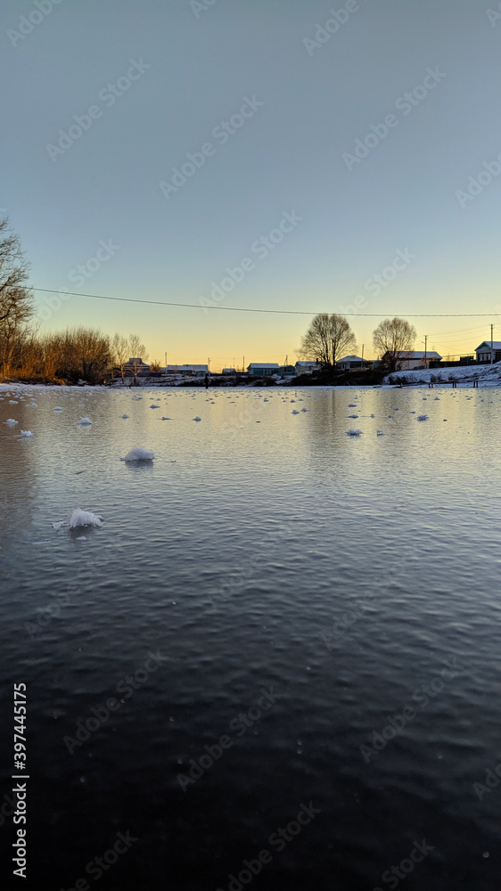sunset over the river