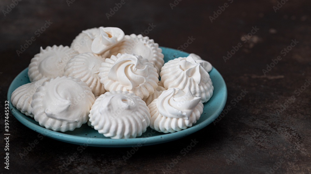 French dessert Meringue prepared from whipped with sugar and baked eggs. French dessert Meringue prepared from whipped with sugar and baked eggs.