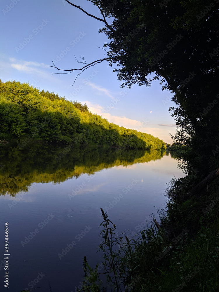 sunset over the river