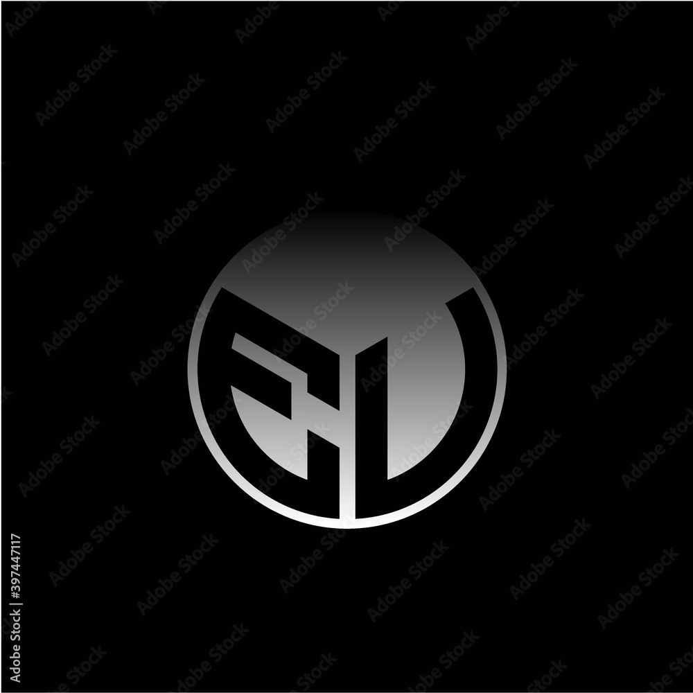 Initial letter E U Modern circle with elegant colored background frame Initial letter E U Modern circle with elegant colored background frame