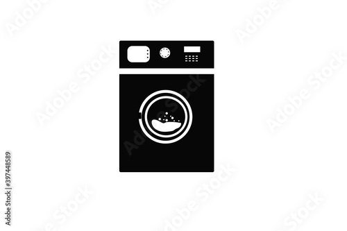 Washing Machine Icon, Black and White