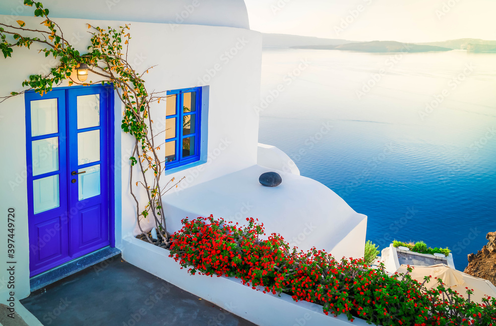 Ταπετσαρία beautiful details of Santorini island, Greece