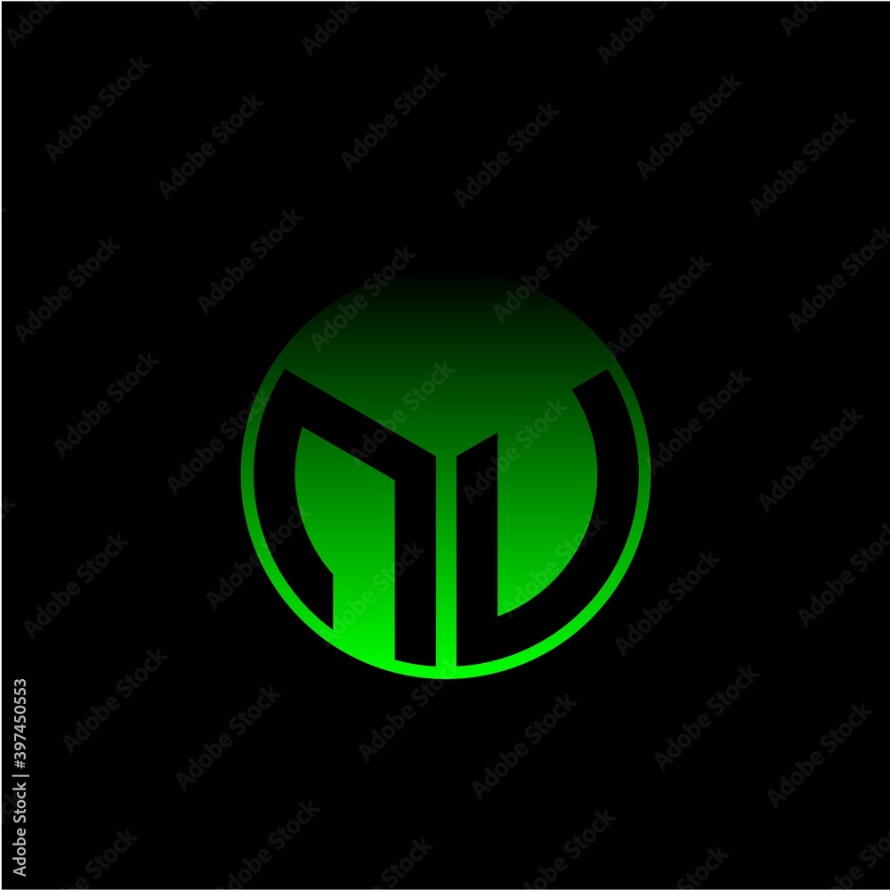 Initial letter N U Modern circle with elegant colored background frame Initial letter N U Modern circle with elegant colored background frame