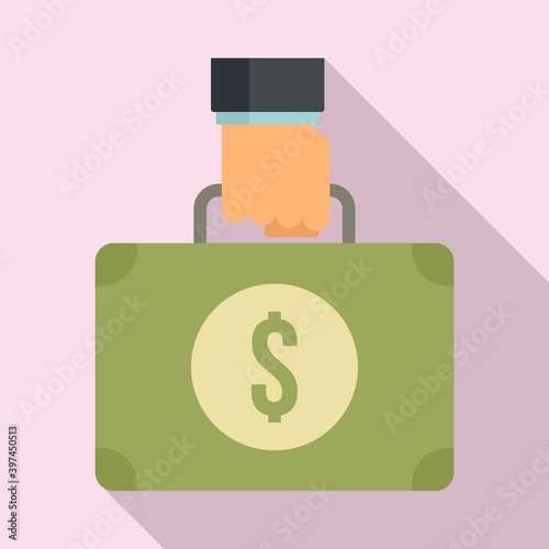 Business bribery money case icon. Flat illustration of business bribery money case vector icon for web design