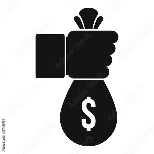 Bribery money bag icon. Simple illustration of bribery money bag vector icon for web design isolated on white background
