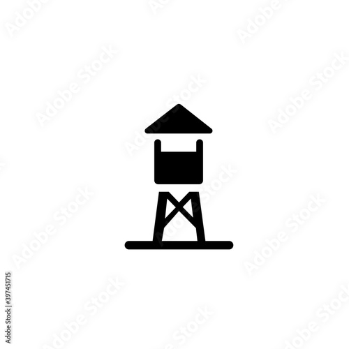 Wood building tower for monitoring icon design