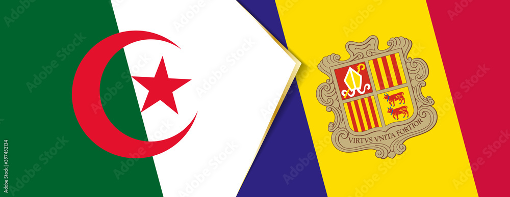 Algeria and Andorra flags, two vector flags.