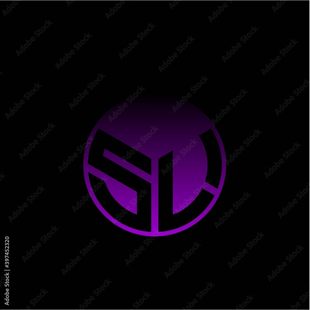 Initial letter S L Modern circle with elegant colored background frame Initial letter S L Modern circle with elegant colored background frame