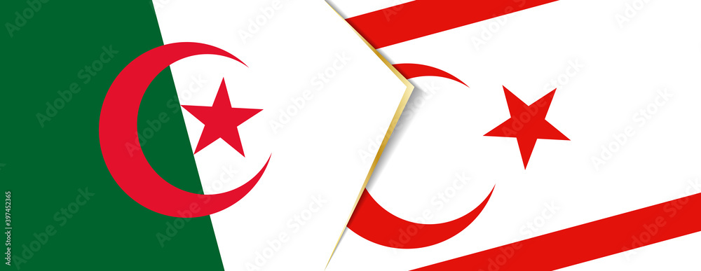 Algeria and Northern Cyprus flags, two vector flags.