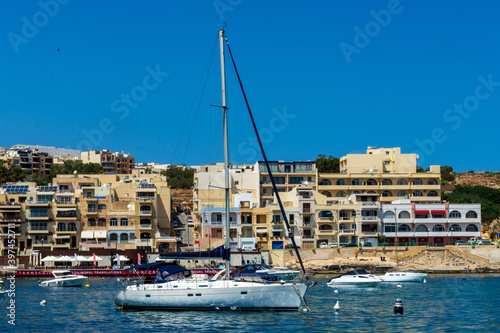 A small yacht in Marsaskala harbour, Malta