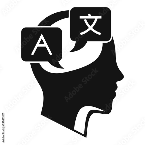 Thinking like linguist icon. Simple illustration of thinking like linguist vector icon for web design isolated on white background