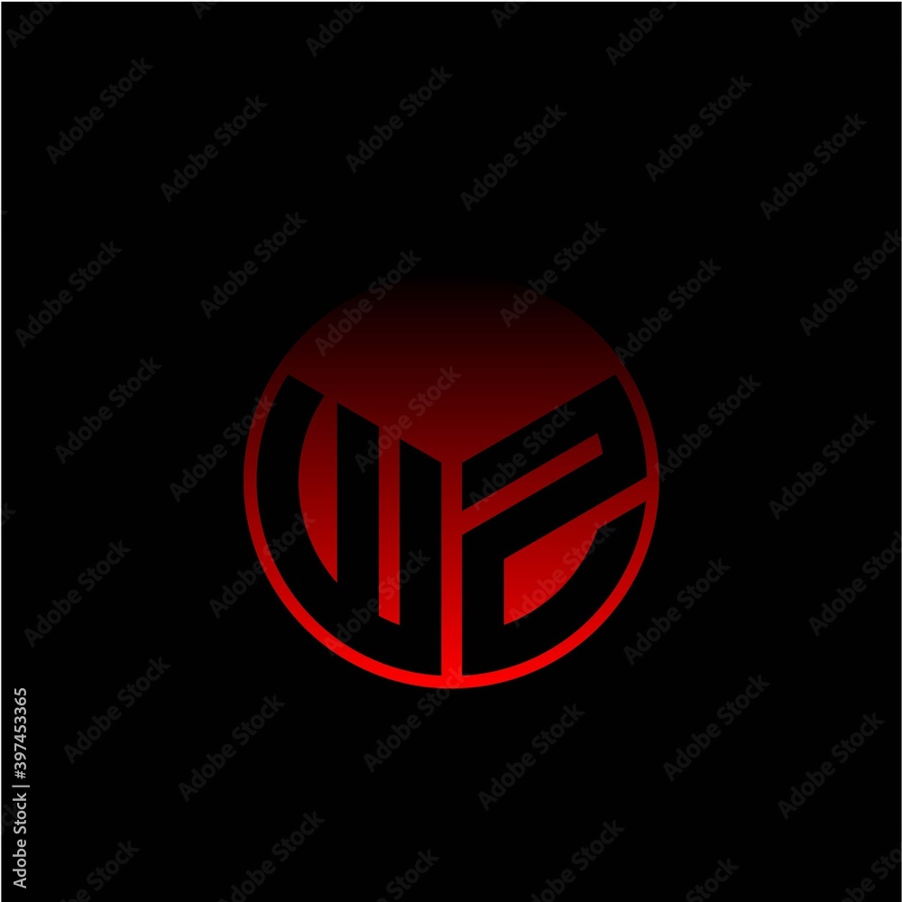 Initial letter W Z Modern circle with elegant colored background frame Initial letter W Z Modern circle with elegant colored background frame