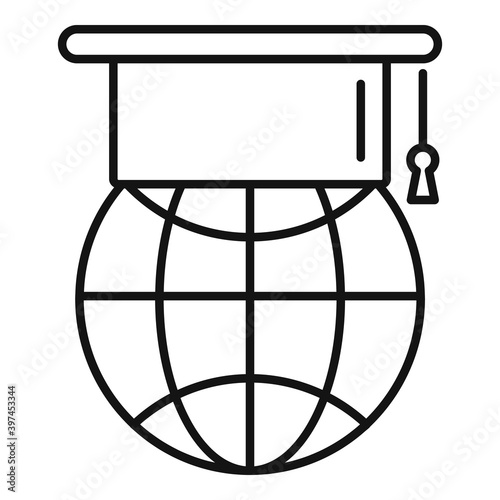 Global linguist icon. Outline global linguist vector icon for web design isolated on white background