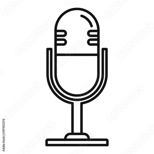 Linguist microphone icon. Outline linguist microphone vector icon for web design isolated on white background