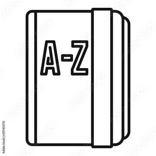 Linguist school book icon. Outline linguist school book vector icon for web design isolated on white background