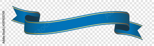 blue vintage ribbon banner label on transparent background
