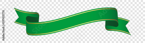 green vintage ribbon banner label on transparent background
