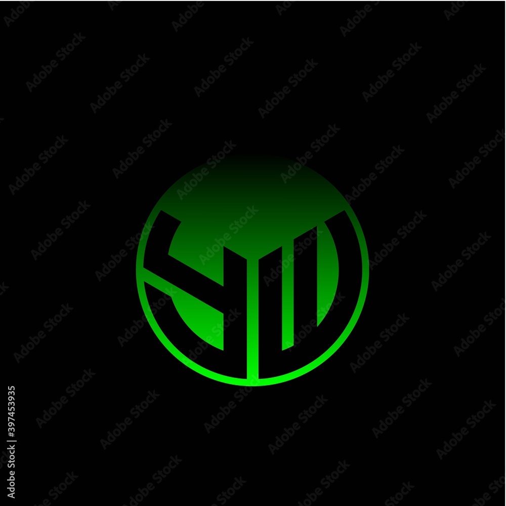 Initial letter Y W Modern circle with elegant colored background frame Initial letter Y W Modern circle with elegant colored background frame