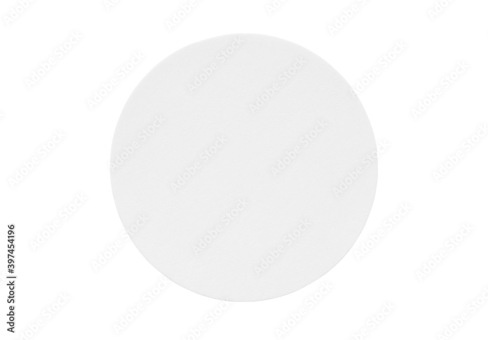 Blank white round paper sticker label isolated on white background