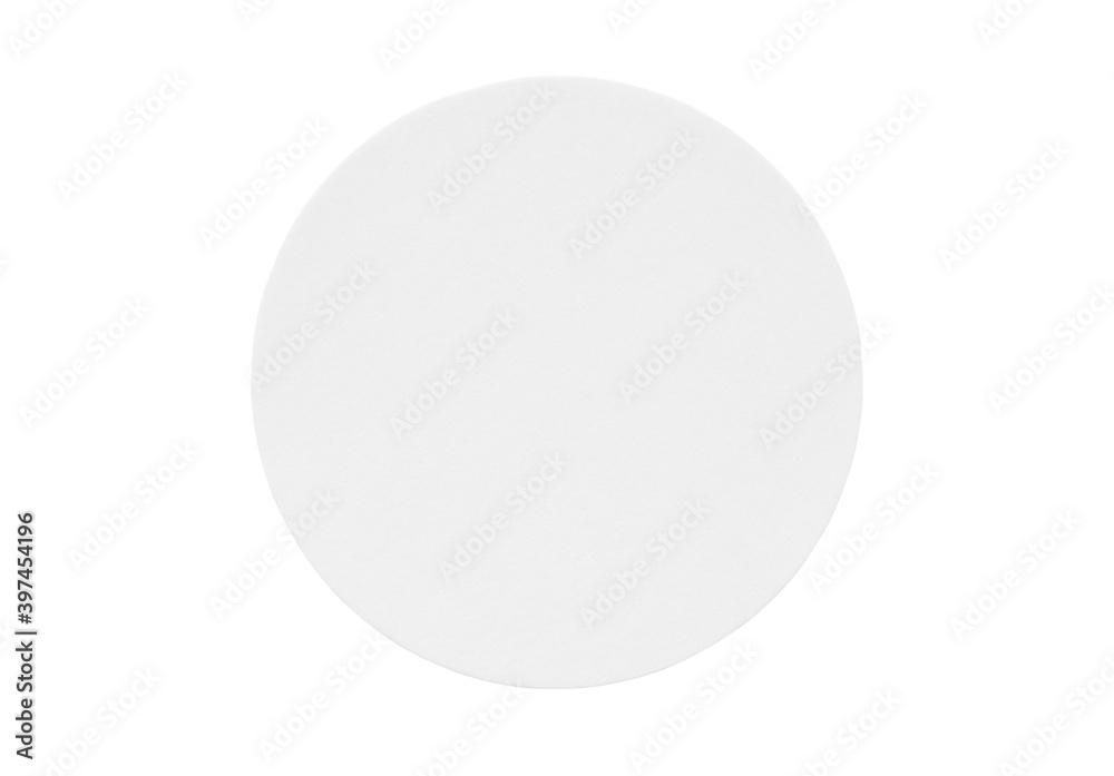 Blank white round paper sticker label isolated on white background Blank white round paper sticker label isolated on white background